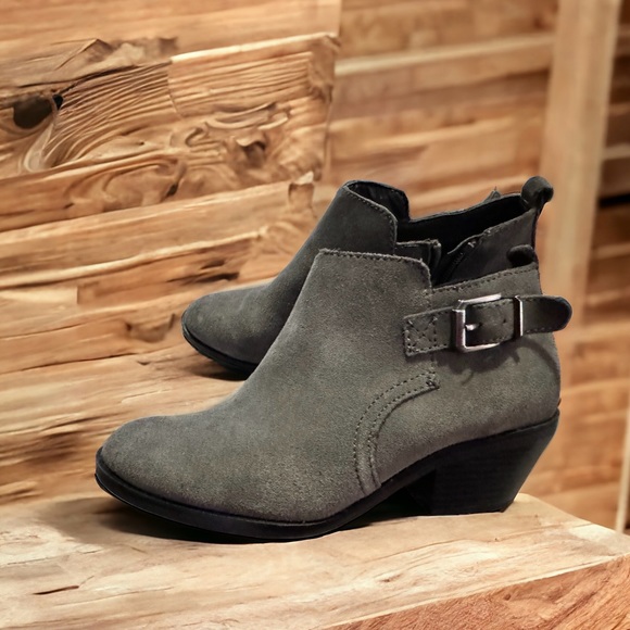 Sonoma Goods For Life Gray Leather Suede Ankle Boots 7 Medium - Picture 1 of 7